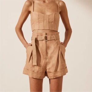 Shona Joy Rosa High Waist Linen Shorts Size 2